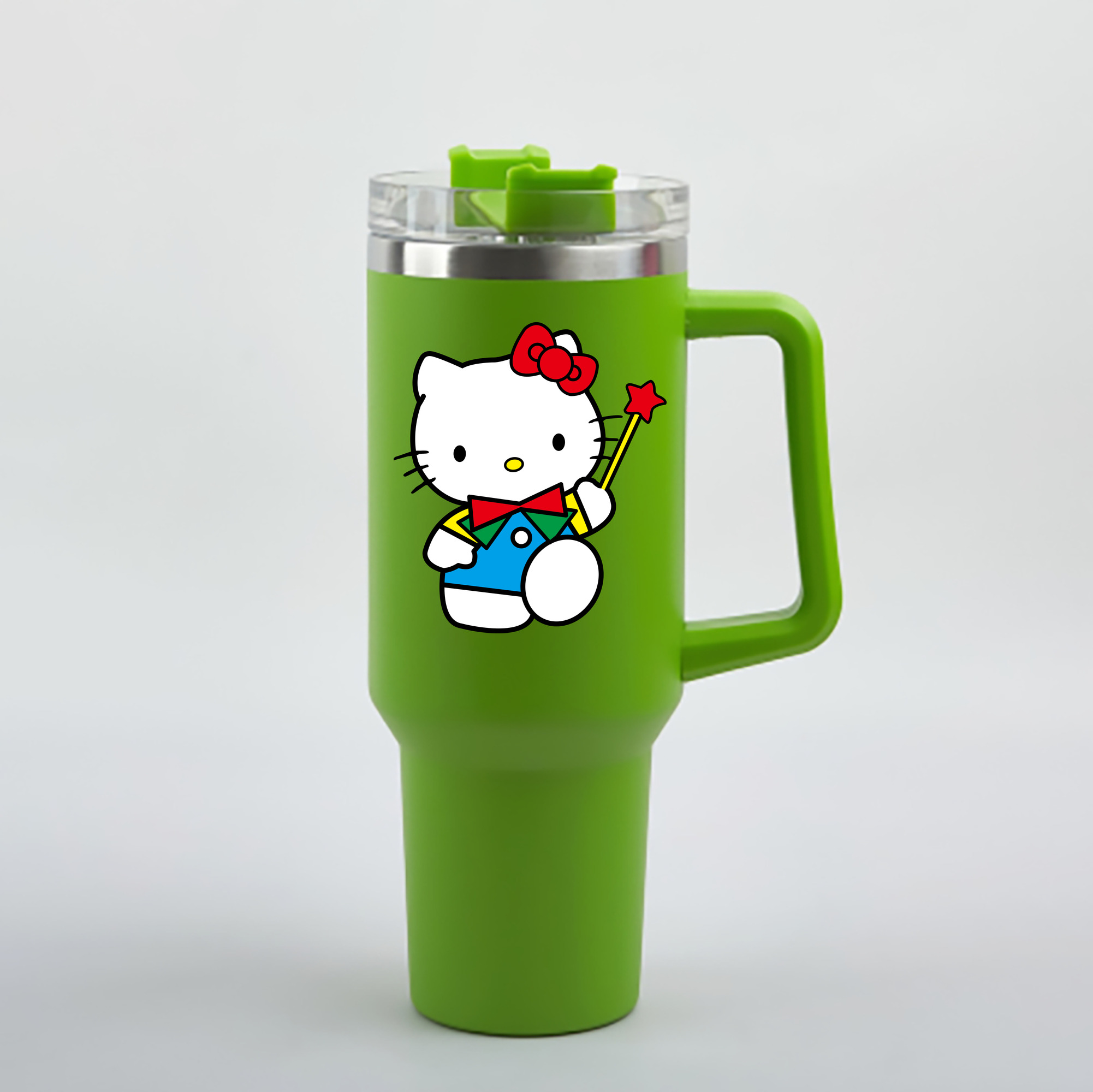 （画像用） Hello Kitty ハローキティ 1200mL車用タンブラー - クリスタルステッカー（プラスチックストロー付き）